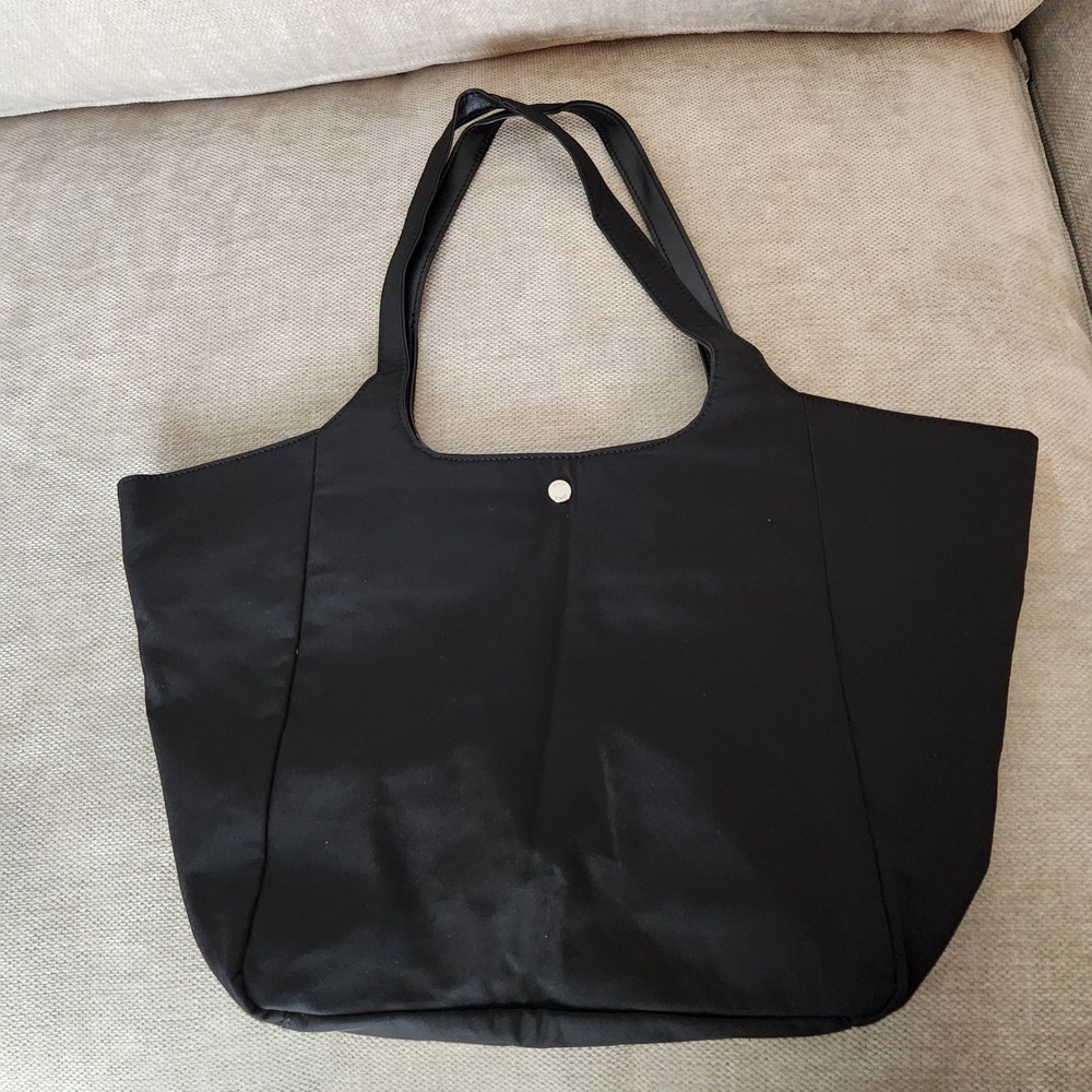 Mango Bolso G 601Tambor Black Nylon Tote Bag Shopper 77036750 NWT